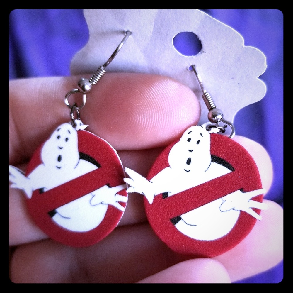 Ghostbusters logo dangle earrings
